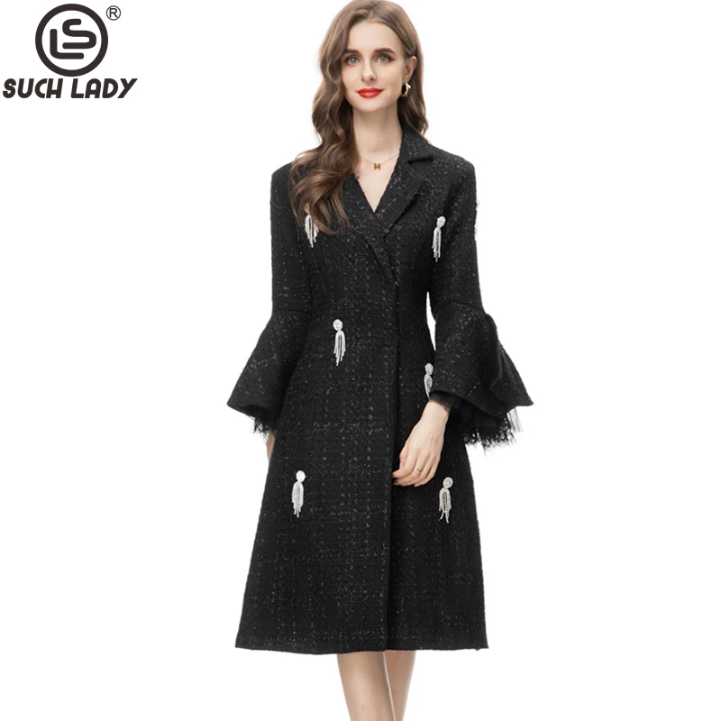 Women's Coat Notched Collar Long Sleeves Beaded Rheinstones Fashion Outerwear Trench Coats
Women's Coat Notched Collar Long Sleeves Beaded Rheinstones Fashion Outerwear Trench Coats