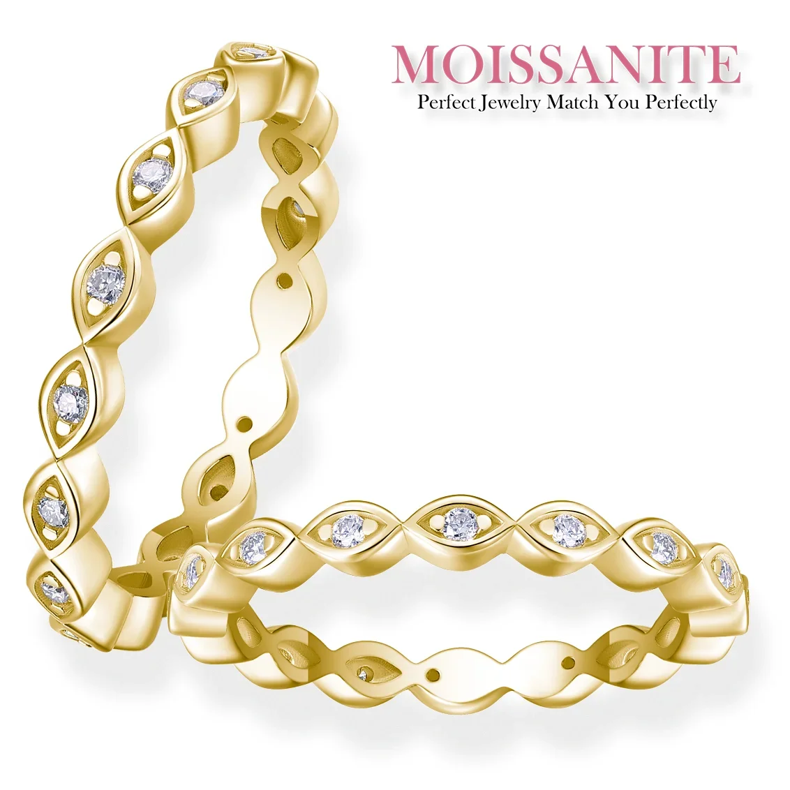 1.2mm Gold-Plated Moissanite Evil Eye Eternity Band Ring - Unique Symbolic Design, 925 Sterling Silver
1.2mm Gold-Plated Moissanite Evil Eye Eternity Band Ring - Unique Symbolic Design, 925 Sterling Silver