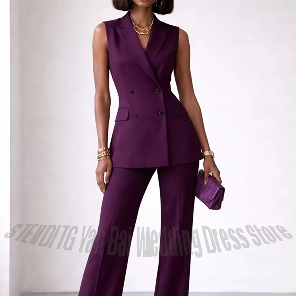 Dark Purple Sleeveless Women 2 Piece Suit Vest Pants Double Breasted Evening Gala Formal Office Business Casual Female Outfit
Dark Purple Sleeveless Women 2 Piece Suit Vest Pants Double Breasted Evening Gala Formal Office Business Casual Female Outfit
