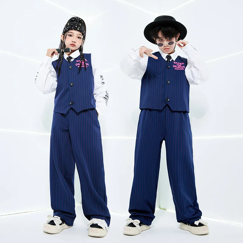 Boys Hip Hop Costumes Street Dance Striped Vest Pants White Shirt Suits Girls Hip Hop Dance Clothes Set Group Jazz Stage Costume
Boys Hip Hop Costumes Street Dance Striped Vest Pants White Shirt Suits Girls Hip Hop Dance Clothes Set Group Jazz Stage Costume