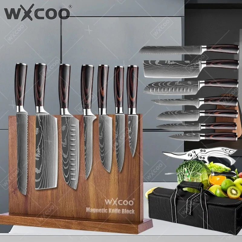 WXCOO Damascus Pattern Kitchen Knives Fish Fillet Boning Knife Meat Cleaver Utility Cutter with Knife Bag VG10 Steel
WXCOO Damascus Pattern Kitchen Knives Fish Fillet Boning Knife Meat Cleaver Utility Cutter with Knife Bag VG10 Steel