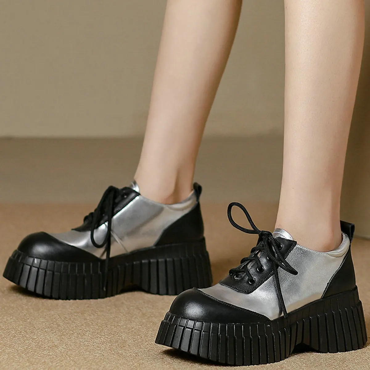 Platform Pumps Oxfords Shoes Women Lace Up Genuine Leather High Heel Ankle Boots Female Round Toe Fashion Sneakers Casual Shoes
Platform Pumps Oxfords Shoes Women Lace Up Genuine Leather High Heel Ankle Boots Female Round Toe Fashion Sneakers Casual Shoes