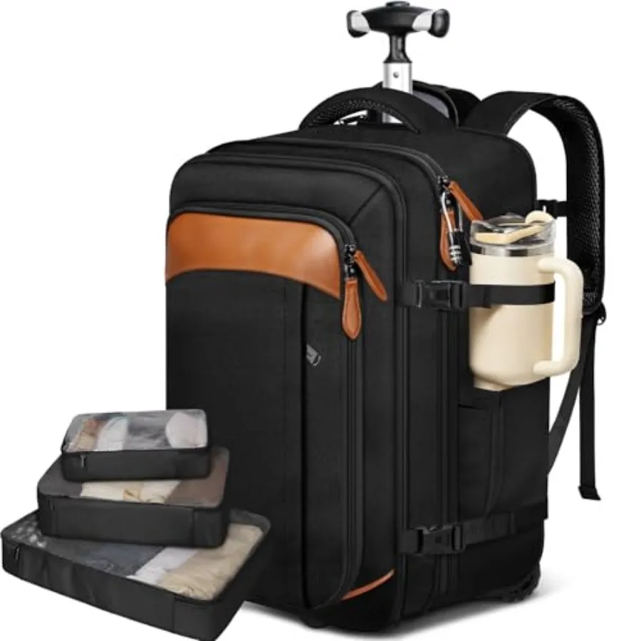 Vancropak Travel Backpack with Wheels, 17 inch Carry On Flight Approved Wheeled Laptop Backpack with 3 Packing Cubes, Expandabl
Vancropak Travel Backpack with Wheels, 17 inch Carry On Flight Approved Wheeled Laptop Backpack with 3 Packing Cubes, Expandabl