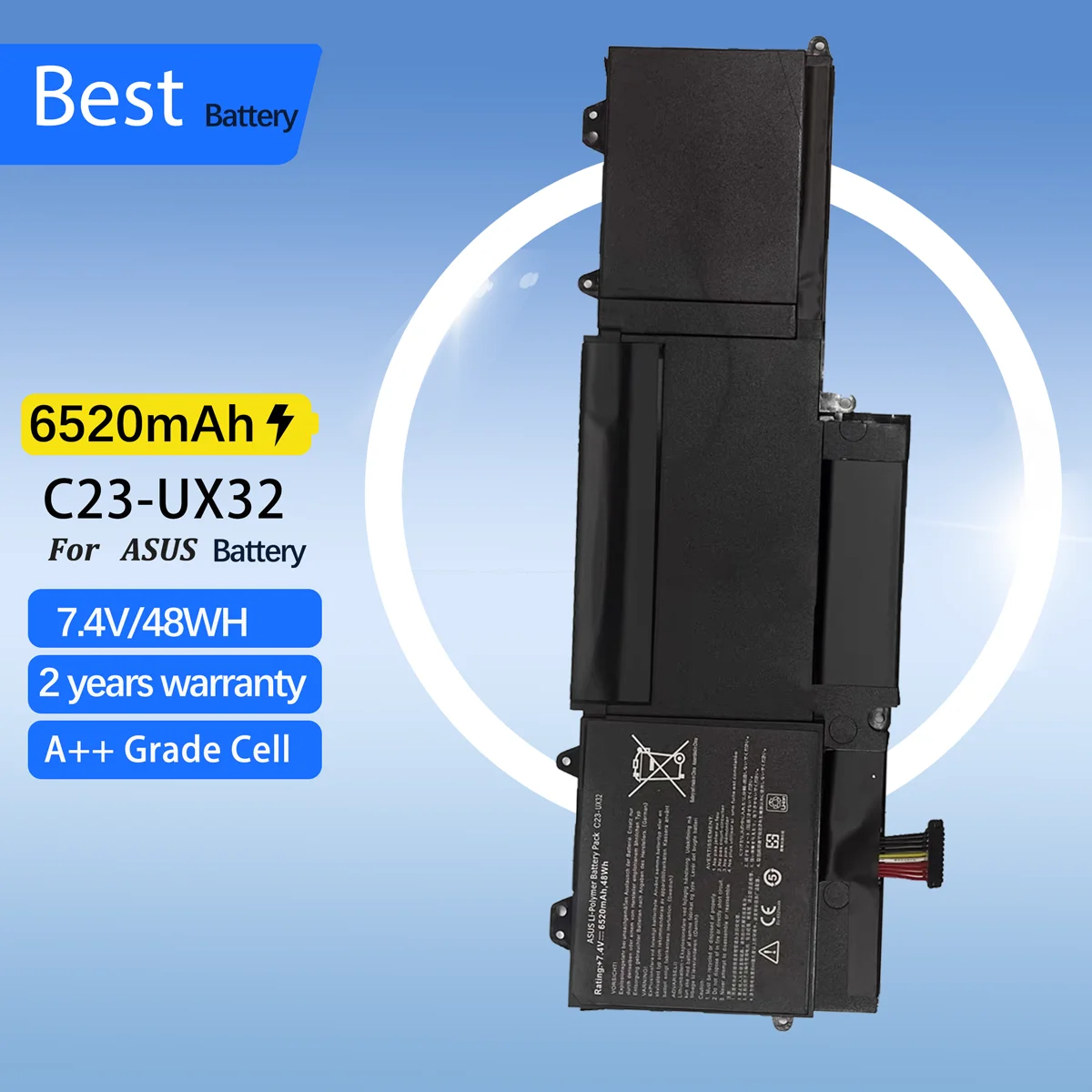 C23-UX32 Аккумулятор для ноутбука ASUS Vivobook U38N U38N-C4004H ZenBook UX32 UX32V UX32A UX32VD 7,4 В 6520 мАч
C23-UX32 Аккумулятор для ноутбука ASUS Vivobook U38N U38N-C4004H ZenBook UX32 UX32V UX32A UX32VD 7,4 В 6520 мАч