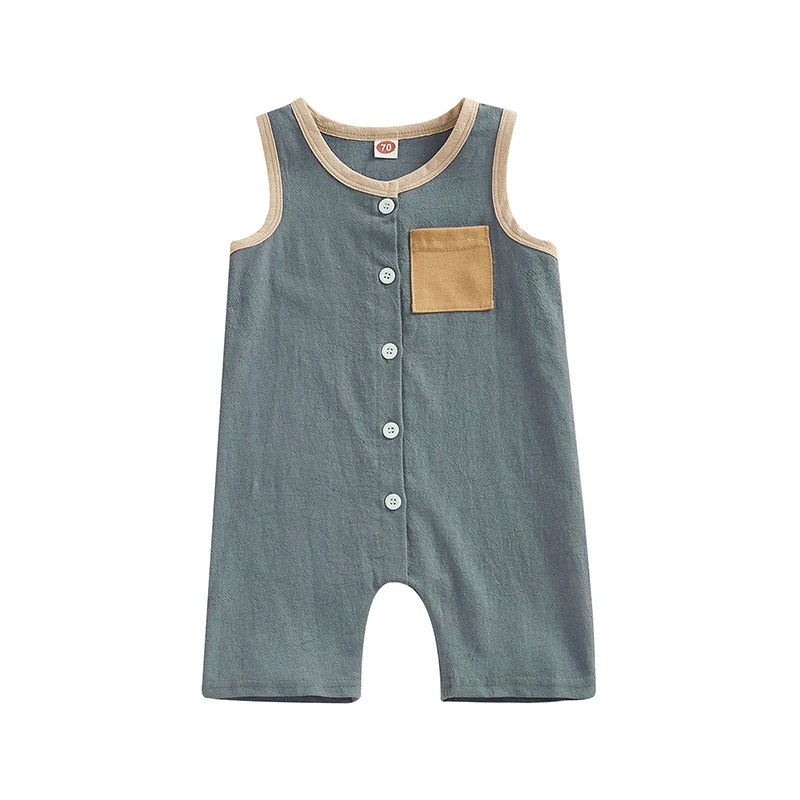 Baby Boys Summer Jumpsuit Casual Contrast Color Button Sleeveless Romper for Newborn Toddler
Baby Boys Summer Jumpsuit Casual Contrast Color Button Sleeveless Romper for Newborn Toddler