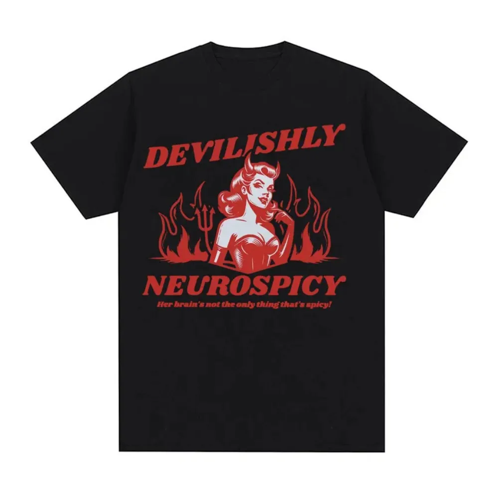 Funny ADHD T Shirt for Women Devilishly Neurospicy Vintage Style Adult Humor Tshirts High Quality Cotton T-shirt Tops Summer
Funny ADHD T Shirt for Women Devilishly Neurospicy Vintage Style Adult Humor Tshirts High Quality Cotton T-shirt Tops Summer