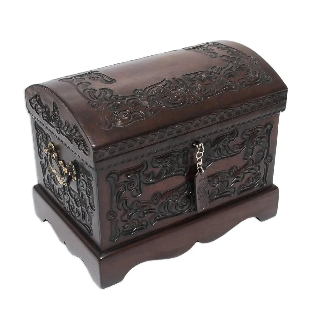 Free ShippingColonial Wood and Tooled Leather Jewelry Box, Brown 'Colonial Mystique'
Free ShippingColonial Wood and Tooled Leather Jewelry Box, Brown 'Colonial Mystique'