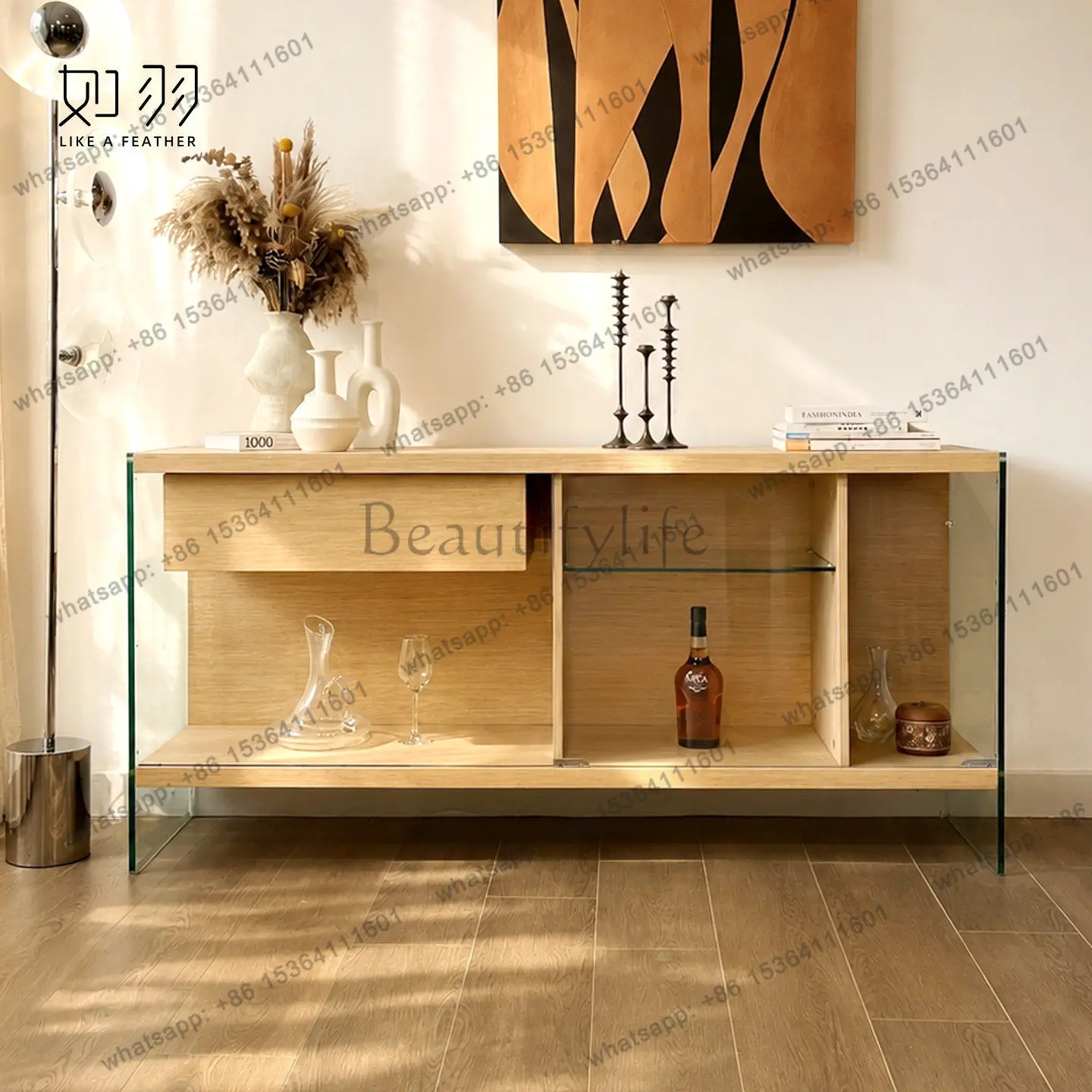 Log wind dining side cabinet, living room entrance glass transparent storage cabinet
Log wind dining side cabinet, living room entrance glass transparent storage cabinet