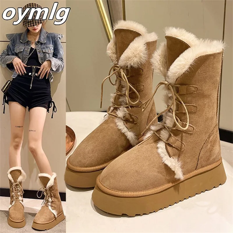 Mid length snow boots for women with winter plush and thickened 2023 new lace up insulation thick soled cotton shoes
Mid length snow boots for women with winter plush and thickened 2023 new lace up insulation thick soled cotton shoes