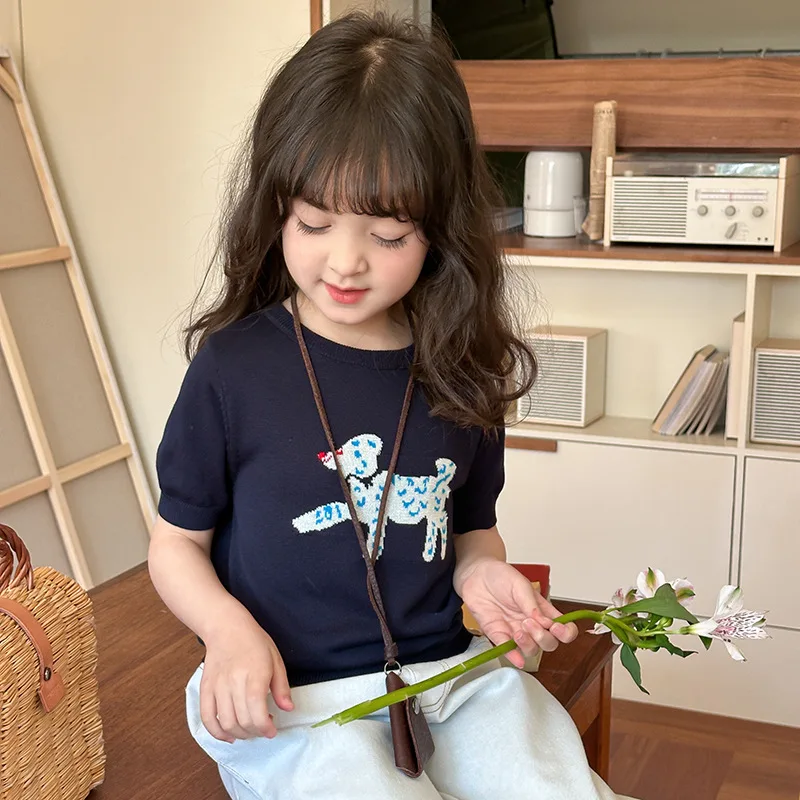 Children Cartoon Cute Little Dog Short Sleeved T-shirts 2025 Summer Girls Korean Fashion Knitted T-shirt Top
Children Cartoon Cute Little Dog Short Sleeved T-shirts 2025 Summer Girls Korean Fashion Knitted T-shirt Top