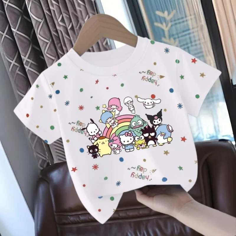 New Sanrio Anime Kawaii My Melody Kuromi Cotton Short Sleeve Shirt Cute Baby Cinnamoroll Print Hoodie Top Gifts for Kids
New Sanrio Anime Kawaii My Melody Kuromi Cotton Short Sleeve Shirt Cute Baby Cinnamoroll Print Hoodie Top Gifts for Kids