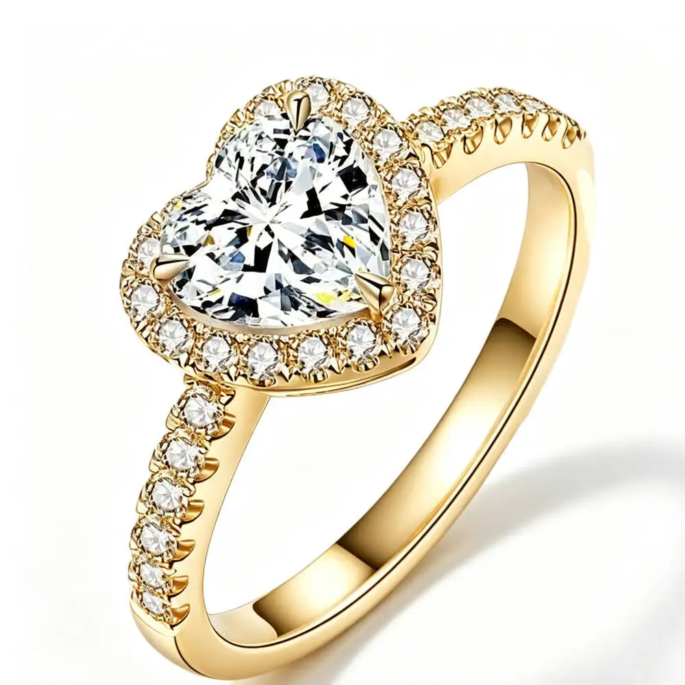 925 Sterling Silver 0.8CT 6X6MM Heart Halo Pave Ring D VVS1 Moissanite Multi Tone Engagement Fine Jewelry For Women
925 Sterling Silver 0.8CT 6X6MM Heart Halo Pave Ring D VVS1 Moissanite Multi Tone Engagement Fine Jewelry For Women