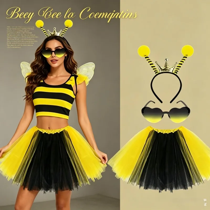 2026 Halloween Bee Costume Set Yellow and Black Wing Cape Headband Adult and Children's Party Outfit
2026 Halloween Bee Costume Set Yellow and Black Wing Cape Headband Adult and Children's Party Outfit