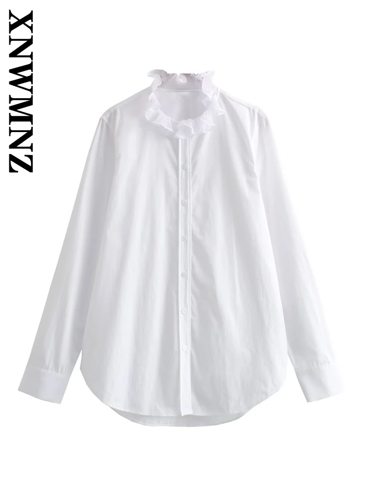 XNWMNZ 2024 Autumn New Lady Trendy Top Coat Streetwear Woman Solid Color O-Collar Long Sleeve Outerwear Ruffles Loose Fit Shirt
XNWMNZ 2024 Autumn New Lady Trendy Top Coat Streetwear Woman Solid Color O-Collar Long Sleeve Outerwear Ruffles Loose Fit Shirt