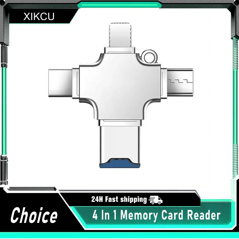 4 In 1 Memory Micro SD Card Reader For iPhone iPad Android Mac PC Camera Type-C Lighting USB C Android Reader Portable Reader
4 In 1 Memory Micro SD Card Reader For iPhone iPad Android Mac PC Camera Type-C Lighting USB C Android Reader Portable Reader