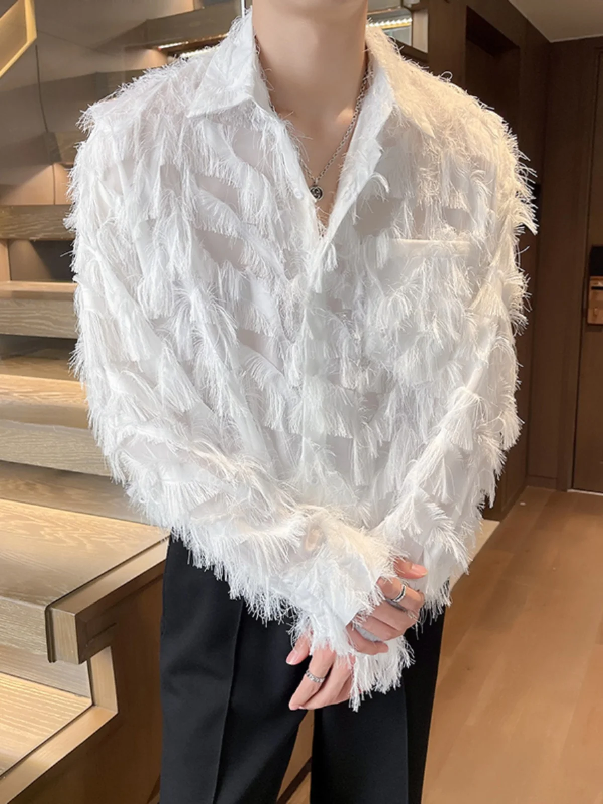 Men's Long Sve irt Lightweight Loose Hollow out Design Spring Summer Thin Sle Luxury Hair St Outerwear Pure Color
Men's Long Sve irt Lightweight Loose Hollow out Design Spring Summer Thin Sle Luxury Hair St Outerwear Pure Color