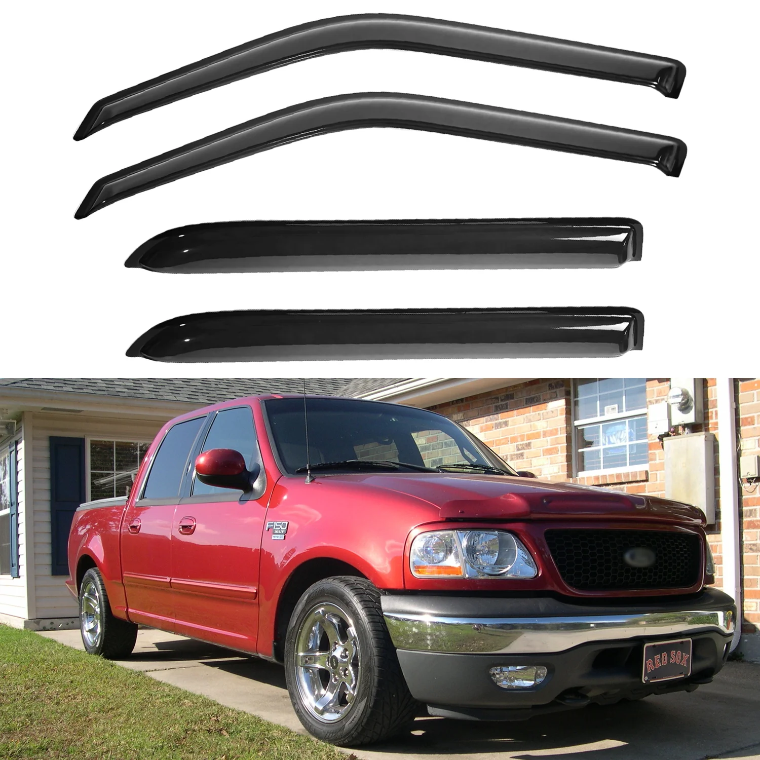 For Ford F150 Crew Cab 2001-2003 Wind Deflectors Tinted 4pcs Set Window Visor Sun Rain Vent Guards No Drip Edge 1.5MM thickness
For Ford F150 Crew Cab 2001-2003 Wind Deflectors Tinted 4pcs Set Window Visor Sun Rain Vent Guards No Drip Edge 1.5MM thickness