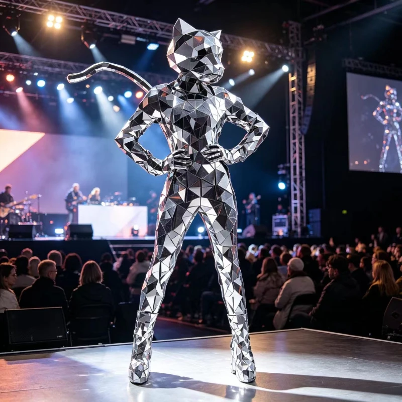Sliver Mirror Adhesive Catwoman Women Costume Reflective Bar Show Stage Silvery Shiny Suit Dance Sequin Bodysuit Dance Costume
Sliver Mirror Adhesive Catwoman Women Costume Reflective Bar Show Stage Silvery Shiny Suit Dance Sequin Bodysuit Dance Costume