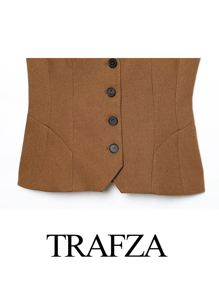 TRAFZA Women Summer Fashion V-neck Single Breasted Linen Blend Loose Vest+Chic Pocket Zippered Linen Blend Pleated Pants Suit
TRAFZA Women Summer Fashion V-neck Single Breasted Linen Blend Loose Vest+Chic Pocket Zippered Linen Blend Pleated Pants Suit