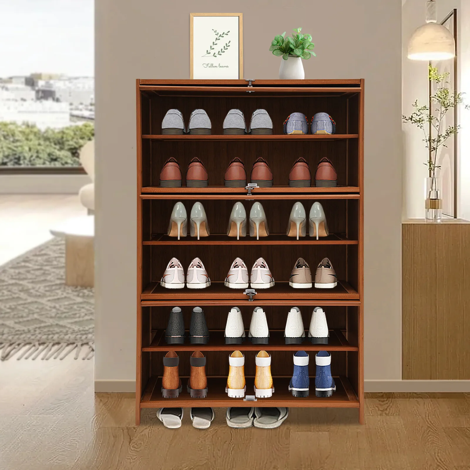 Entryway Bamboo Shoe Organizer Storage Cabinet W/ 3 Flip-up Door 6-tier 32"
Entryway Bamboo Shoe Organizer Storage Cabinet W/ 3 Flip-up Door 6-tier 32"