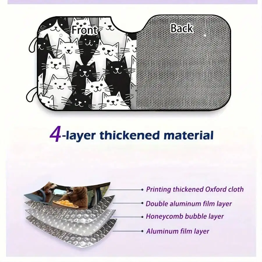 Black And White Cat Car Windshield Sunshade 4-Layer UV Protection Reflective Shield
Black And White Cat Car Windshield Sunshade 4-Layer UV Protection Reflective Shield