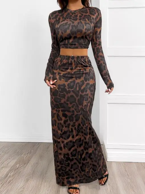Women's 2-Piece Set Spring/summer New Sexy Personalized Style Leopard Print Tight Top High Waist Hip Wrapping Skirt Set
Women's 2-Piece Set Spring/summer New Sexy Personalized Style Leopard Print Tight Top High Waist Hip Wrapping Skirt Set