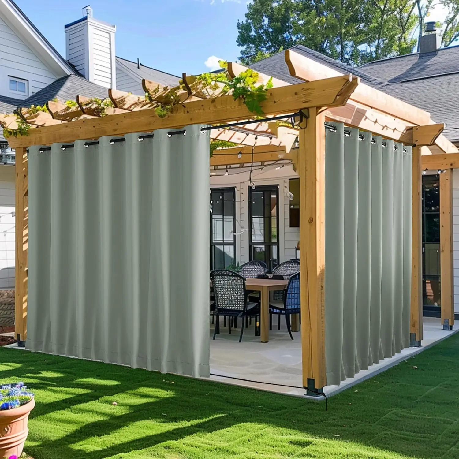 2 Panels Outdoor Curtains for Patio Waterproof & Windproof, Extra Wide Grommet & Back Tab on Top & Bottom Thermal Insula
2 Panels Outdoor Curtains for Patio Waterproof & Windproof, Extra Wide Grommet & Back Tab on Top & Bottom Thermal Insula