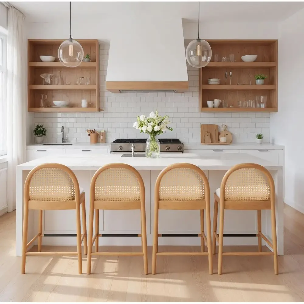 Rattan Counter Stools Set of 4, 26 Inch Counter Height Bar Stools with Backrest and Wood Legs, Upholstered Linen Fabric Kitchen
Rattan Counter Stools Set of 4, 26 Inch Counter Height Bar Stools with Backrest and Wood Legs, Upholstered Linen Fabric Kitchen
