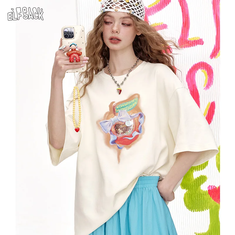 ELFSACK 2025 летние новые поступления Off White с принтом повседневная футболка с короткими рукавами для женщин
ELFSACK 2025 летние новые поступления Off White с принтом повседневная футболка с короткими рукавами для женщин