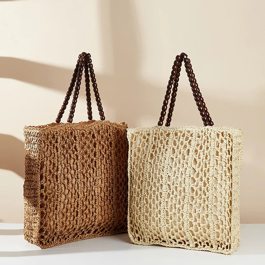 Square Hollow Straw Beach Bag Beaded Handle Handbags Woven Shoulder Bag Raffia Rattan Shopping Travel Bag Summer Vacation Tote
Square Hollow Straw Beach Bag Beaded Handle Handbags Woven Shoulder Bag Raffia Rattan Shopping Travel Bag Summer Vacation Tote