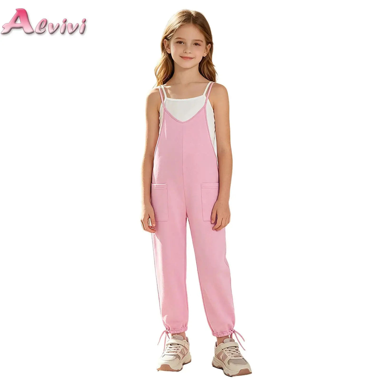 Kids Girls Adjustable Spaghetti Straps Jumpsuit Sleeveless Drawstring Hem Romper Overalls with Pockets Teens School Casual Pants
Kids Girls Adjustable Spaghetti Straps Jumpsuit Sleeveless Drawstring Hem Romper Overalls with Pockets Teens School Casual Pants