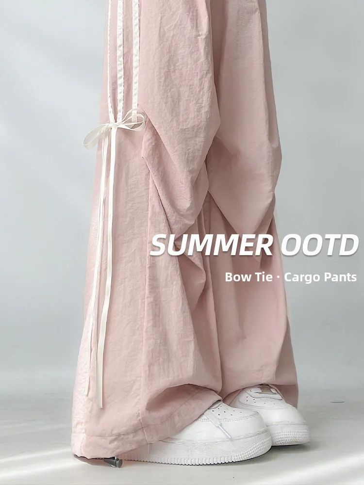 plus Size Women's Pink Bow Knot Work Pants Summer Thin High Waist Loose Wide Leg Quick Dry Parachute Sports Pants Casual Style
plus Size Women's Pink Bow Knot Work Pants Summer Thin High Waist Loose Wide Leg Quick Dry Parachute Sports Pants Casual Style