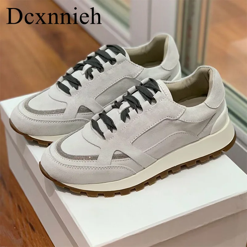 Spring Autumn Suede String Beading Decor Flat Thick Sole Casual Shoes Women Lace up Breathable Sneakers Versatile Walking Shoes
Spring Autumn Suede String Beading Decor Flat Thick Sole Casual Shoes Women Lace up Breathable Sneakers Versatile Walking Shoes