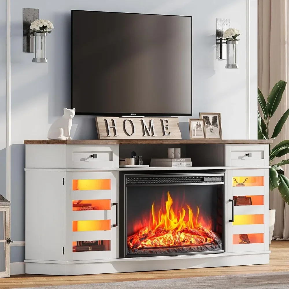 70" Curved Fireplace TV Stand with 36'' Electric Fireplace, Farmhouse LED Entertainment Center for TVs up to 80''
70" Curved Fireplace TV Stand with 36'' Electric Fireplace, Farmhouse LED Entertainment Center for TVs up to 80''