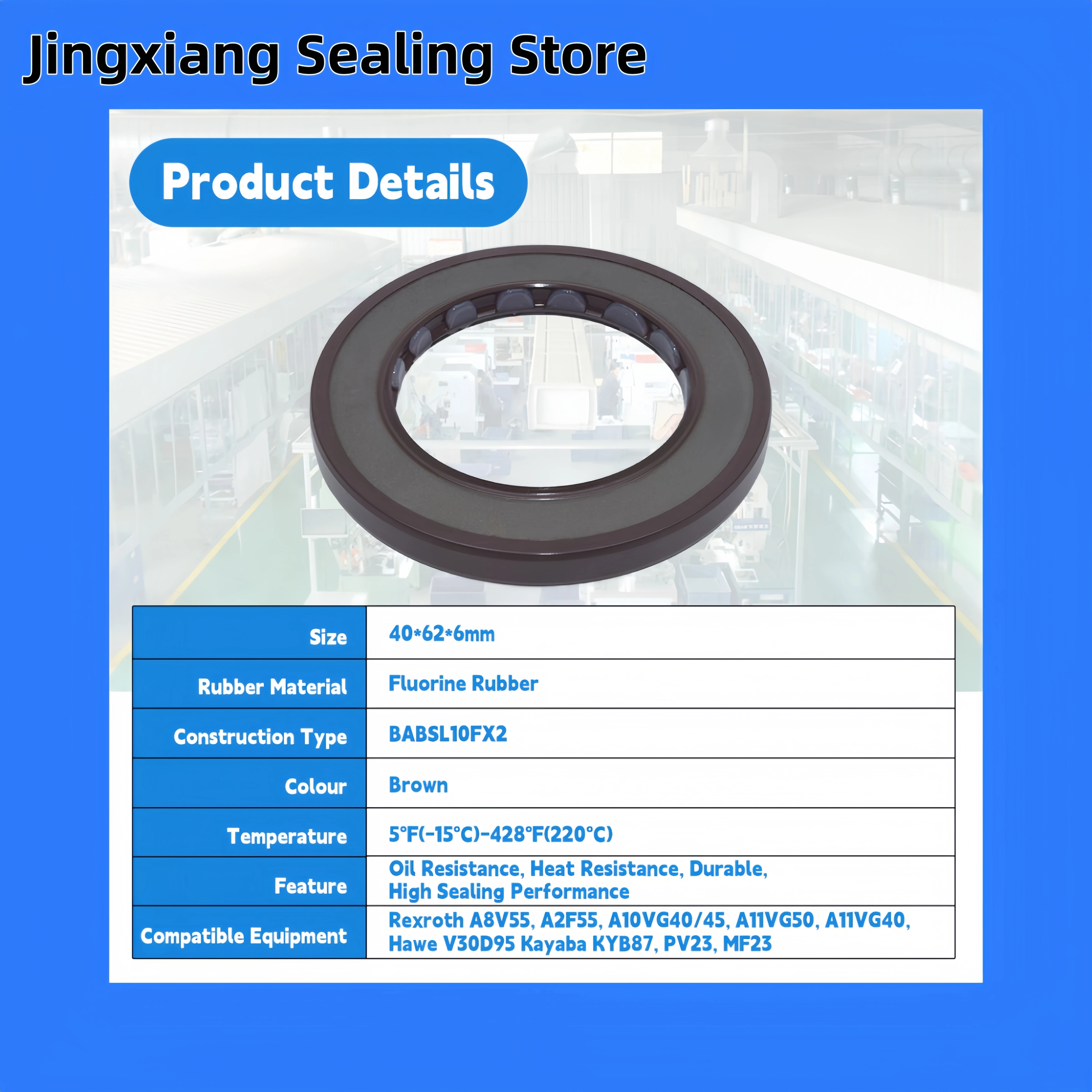 40x62x6mm High-pressure FKM oil seal Fit for Hawei V30D95,Kayaba KYB87,PV23,MF23,Rexroth A8V55,A2F55,A10VG40/45,A11VG50,A11VG40
40x62x6mm High-pressure FKM oil seal Fit for Hawei V30D95,Kayaba KYB87,PV23,MF23,Rexroth A8V55,A2F55,A10VG40/45,A11VG50,A11VG40