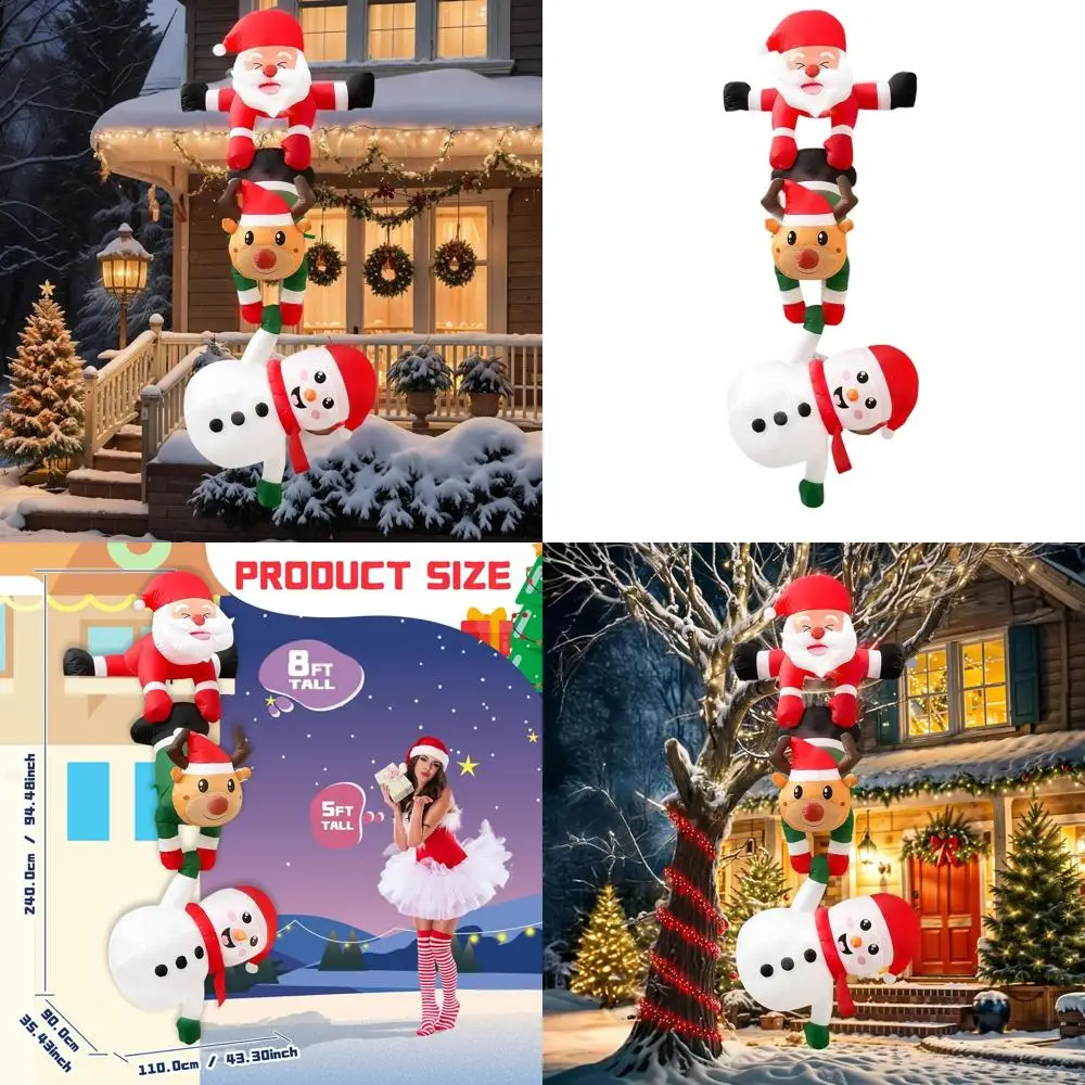 8-Foot Santa and Reindeer Climb Rooftop Inflatable for Christmas, Ideal for Home or Party Indoor Decorations
8-Foot Santa and Reindeer Climb Rooftop Inflatable for Christmas, Ideal for Home or Party Indoor Decorations