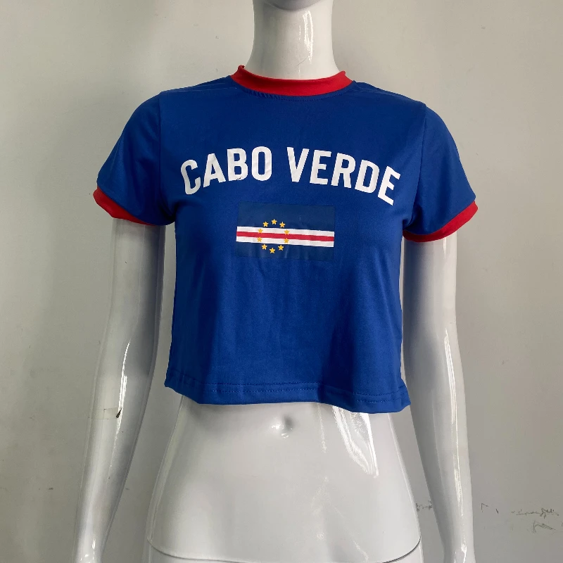 Short slim blue letter top Y2K women's summer T-shirt with exposed navel sexy clothing for the street
Short slim blue letter top Y2K women's summer T-shirt with exposed navel sexy clothing for the street