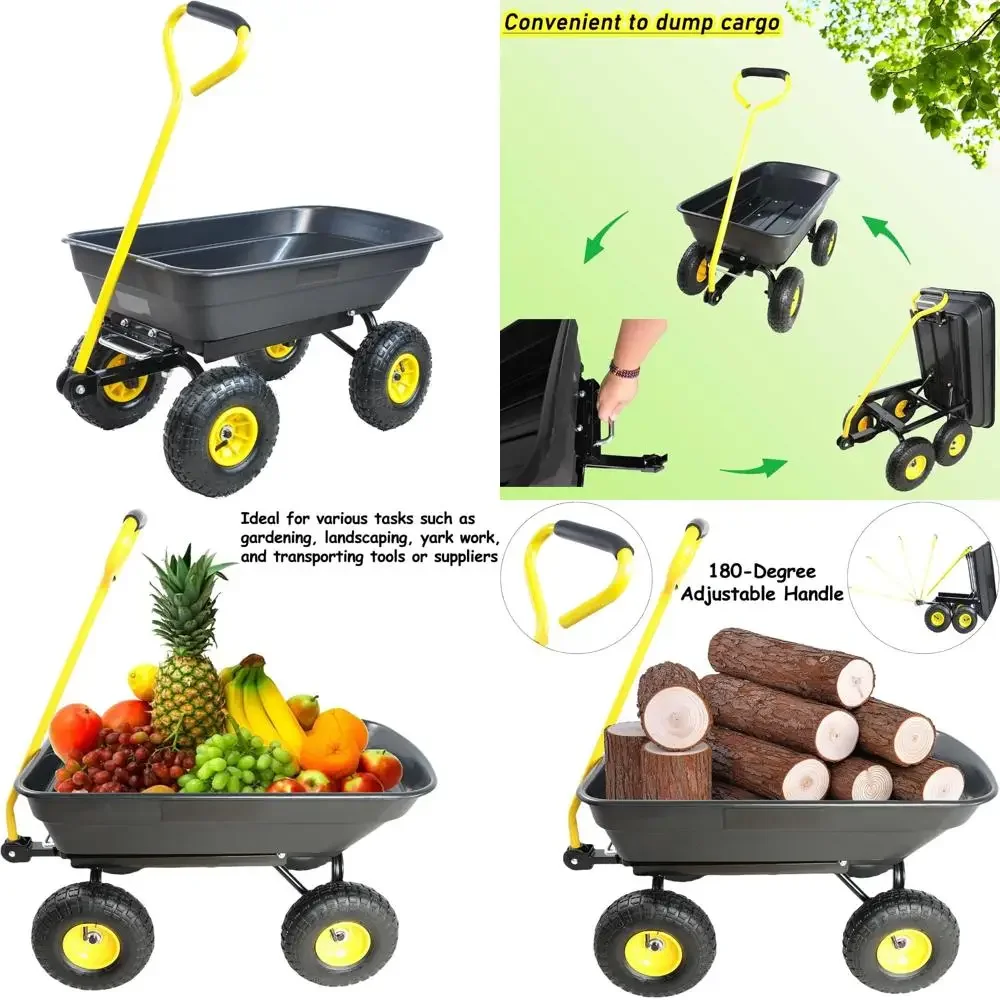 Outdoor Garden Yard Wagon with Steel Frame, 300 lbs Capacity, Dump Utility Cart on Wheels for Lawn Gardening
Outdoor Garden Yard Wagon with Steel Frame, 300 lbs Capacity, Dump Utility Cart on Wheels for Lawn Gardening