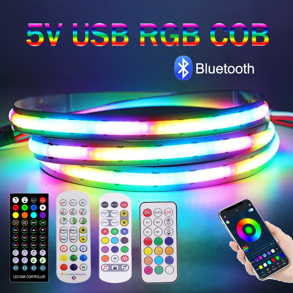 SK6812 Full Color RGB COB LED Strip Light Bluetooth 5V Smart Dream Color 332LEDs High Density Linear Light Addressable LED Tape
SK6812 Full Color RGB COB LED Strip Light Bluetooth 5V Smart Dream Color 332LEDs High Density Linear Light Addressable LED Tape