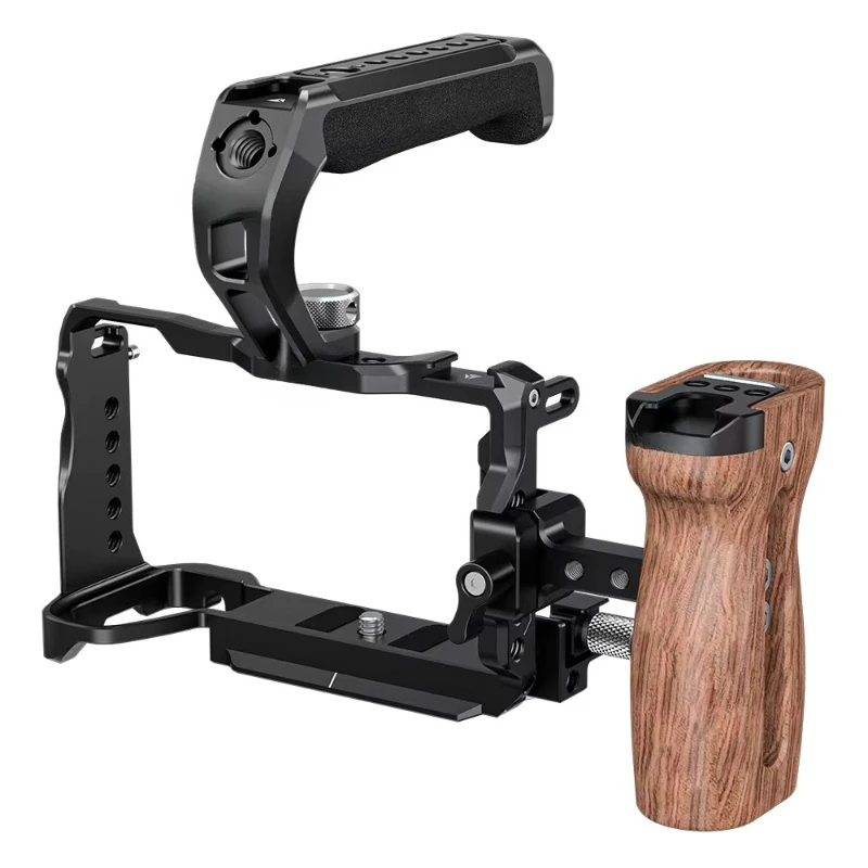 A6700/6700 Aluminum Camera Cage Kit with Camera Top Handle Handle Wooden Side Handle
A6700/6700 Aluminum Camera Cage Kit with Camera Top Handle Handle Wooden Side Handle