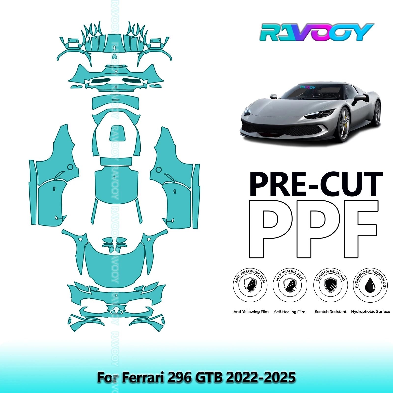 Car Precut PPF Paint Protection Film Full Vehicle For Ferrari 296 GTB 2022-2025
Car Precut PPF Paint Protection Film Full Vehicle For Ferrari 296 GTB 2022-2025