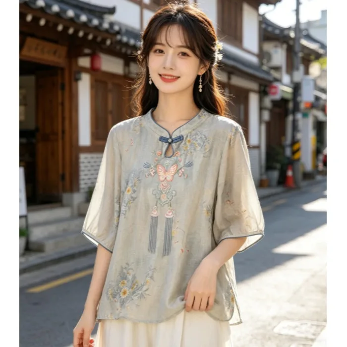European Style plus Size Women's Summer Shirt Button up Cotton Linen Thin Short Sleeve Basic Top T-Shirt Commute Artistic
European Style plus Size Women's Summer Shirt Button up Cotton Linen Thin Short Sleeve Basic Top T-Shirt Commute Artistic