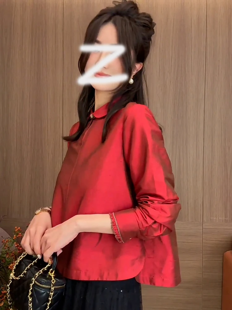 Elegant Red Chinese Style Shirt for Women Beautiful National Fashion New Trend Straight Cut Long Sleeve Button up Commute Style
Elegant Red Chinese Style Shirt for Women Beautiful National Fashion New Trend Straight Cut Long Sleeve Button up Commute Style