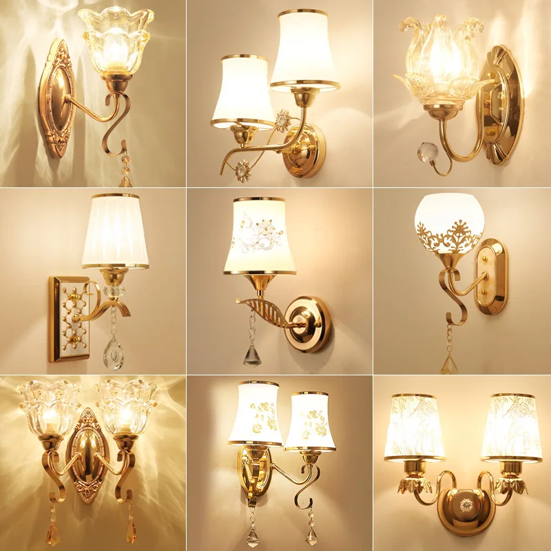 European-Style Creative Gold Led Crystal Wall Lamp Bedroom Bedside Lamp Aisle Living Room Background Wall Lamps
European-Style Creative Gold Led Crystal Wall Lamp Bedroom Bedside Lamp Aisle Living Room Background Wall Lamps