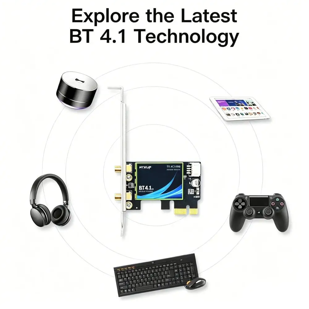 KEBIDUMEI WiFi 5 AC1200 PCI-E Wireless Adapter BT4.1 Dual Band 2.4G/5GHz 802.11AC Network Card Desktop PC For Windows 7/10/11
KEBIDUMEI WiFi 5 AC1200 PCI-E Wireless Adapter BT4.1 Dual Band 2.4G/5GHz 802.11AC Network Card Desktop PC For Windows 7/10/11