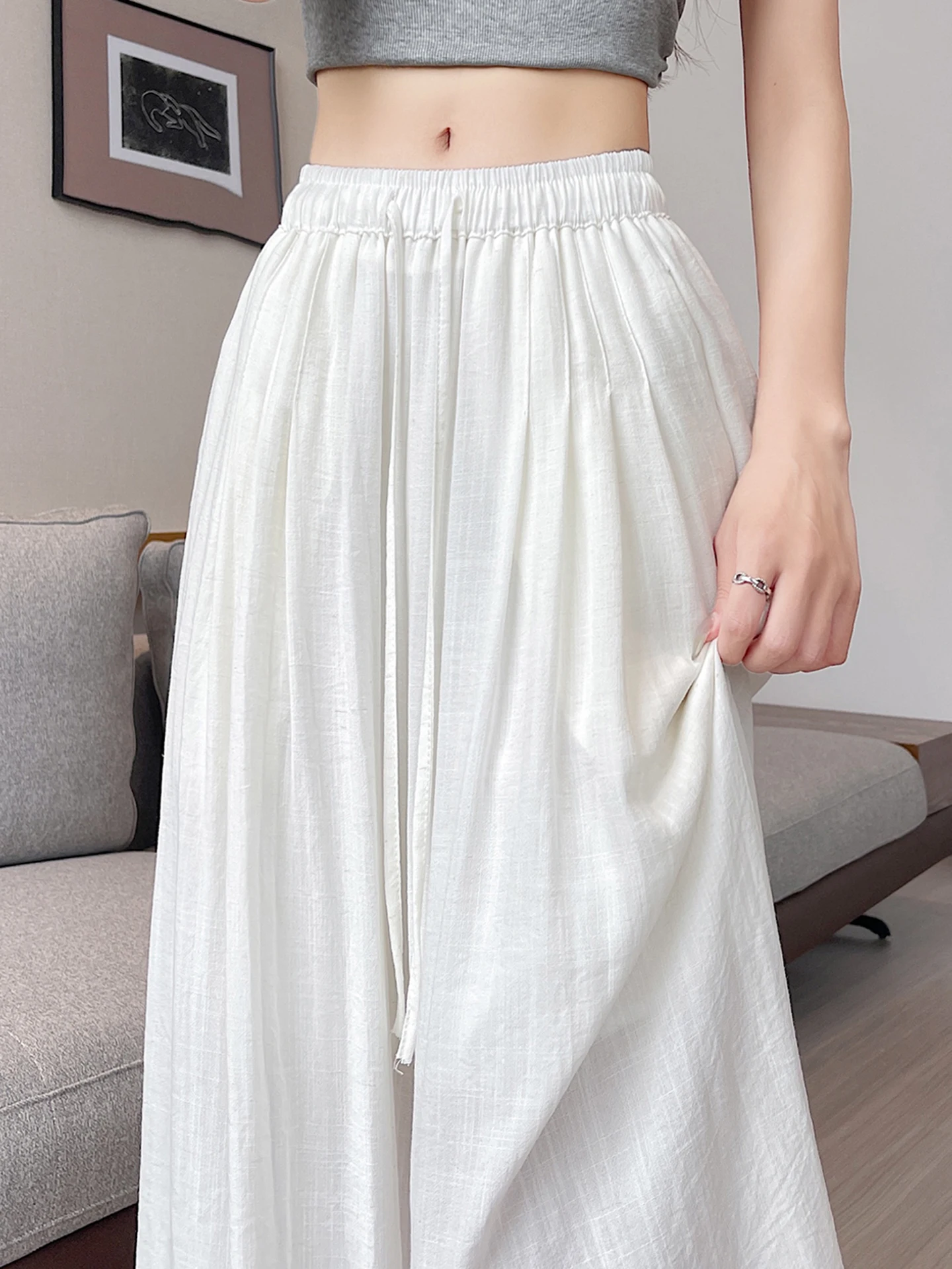 White Ice Silk Cotton Linen Wide Leg Pants Women Summer Thin High Waist Slimming Lazy Style Loose Straight Drapey Floor-Lengt...
White Ice Silk Cotton Linen Wide Leg Pants Women Summer Thin High Waist Slimming Lazy Style Loose Straight Drapey Floor-Lengt...