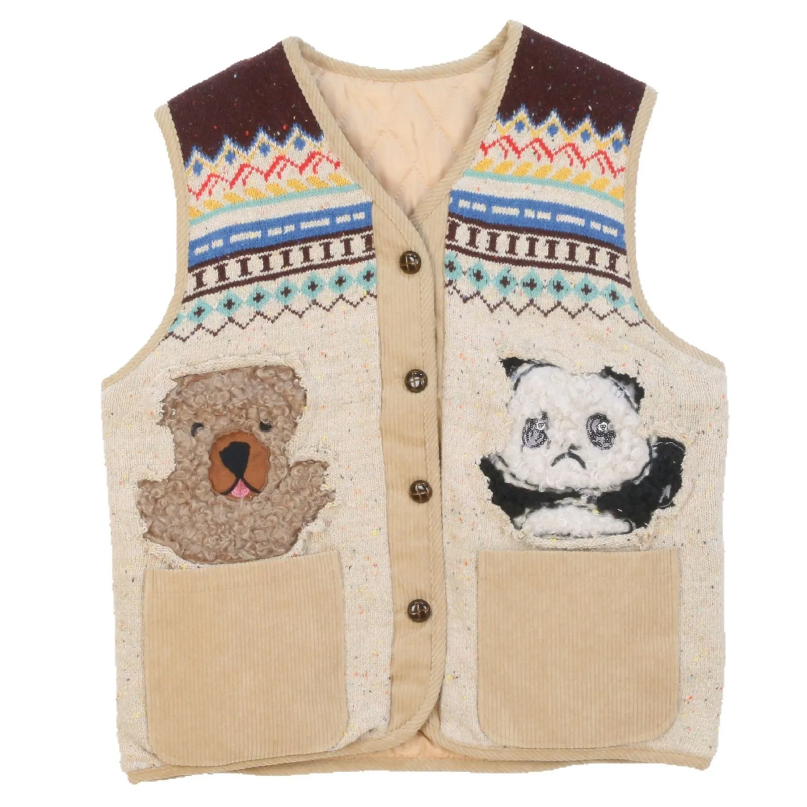 New Retro Vest Spring and Autumn Vintage Sweater with Bear Panda Spliced Knit Versatile V-neck Sleeveless Top
New Retro Vest Spring and Autumn Vintage Sweater with Bear Panda Spliced Knit Versatile V-neck Sleeveless Top