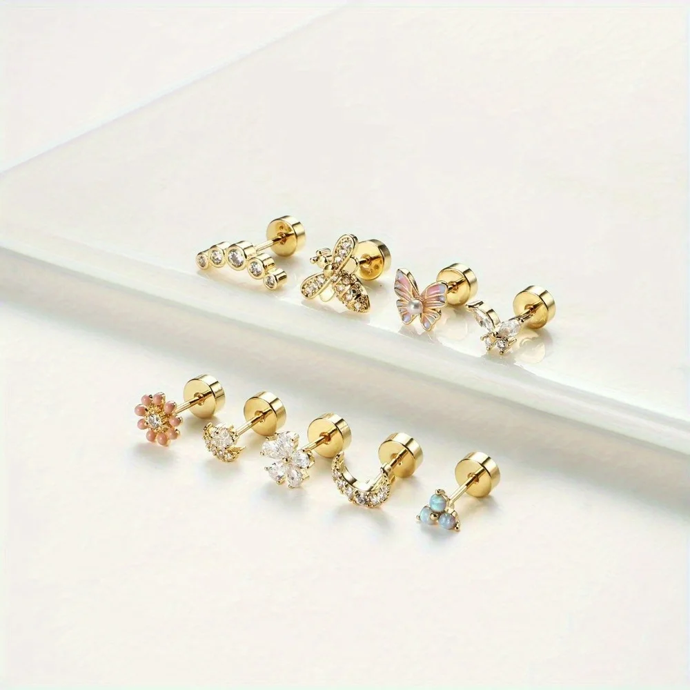 Drperfect 1 PC Cartilage Earrings Stud for Women Flat Back Earring Opal Butterfly Flower Tragus Helix Piercing Jewelry
Drperfect 1 PC Cartilage Earrings Stud for Women Flat Back Earring Opal Butterfly Flower Tragus Helix Piercing Jewelry