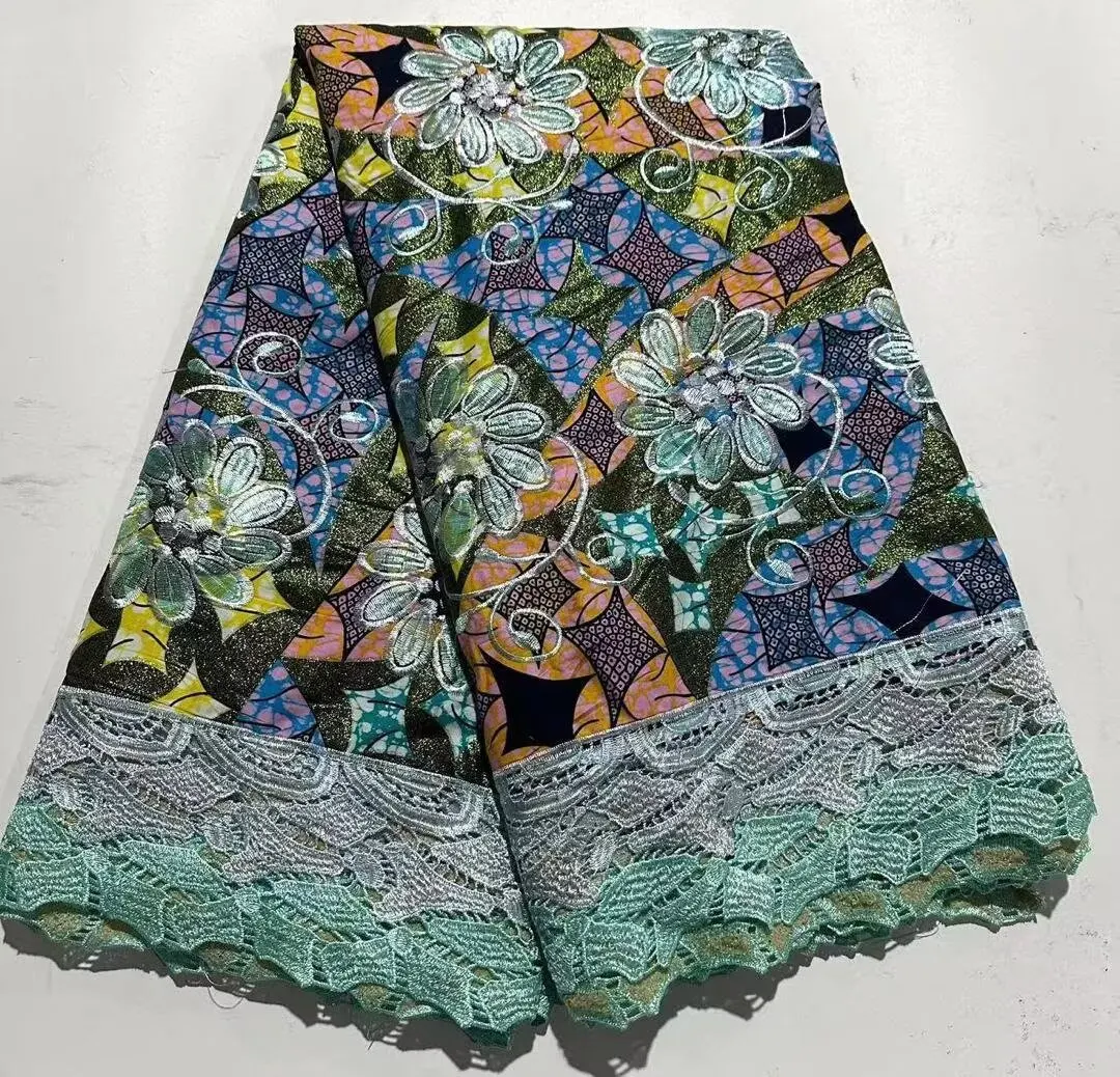 6 Yards African100% Cotton Wax with Brocade Lace Fabric New Ankara Wax Print Lace Fabric For Woman Dresses DIY Sewing N5-311-2
6 Yards African100% Cotton Wax with Brocade Lace Fabric New Ankara Wax Print Lace Fabric For Woman Dresses DIY Sewing N5-311-2