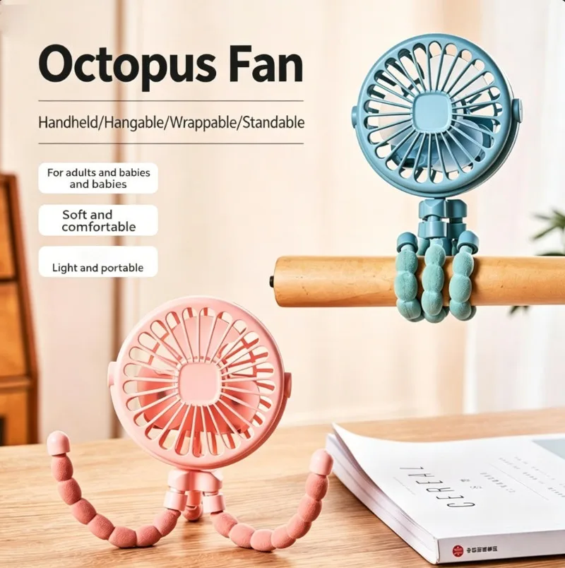 Summer New Handheld Mini Fan, Baby Stroller Fan, Quiet Portable Octopus Desktop Fan for Outdoor Use
Summer New Handheld Mini Fan, Baby Stroller Fan, Quiet Portable Octopus Desktop Fan for Outdoor Use